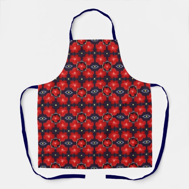 Red Petunia Pattern Apron (Front)