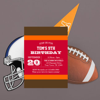 Red Pewter Orange Team Birthday Invitation