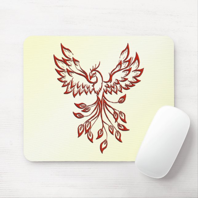Red Phoenix Rises Mouse Pad (With Mouse)