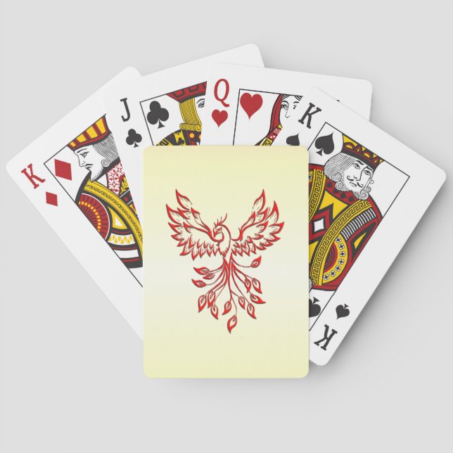Red Phoenix Rises Playing Cards (Back)