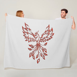 Red Phoenix Rises Silver Fleece Blanket