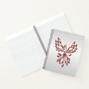 Red Phoenix Rises Silver Notebook