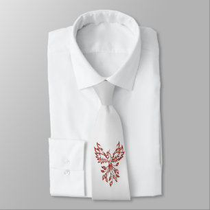Red Phoenix Rises Silver Tie