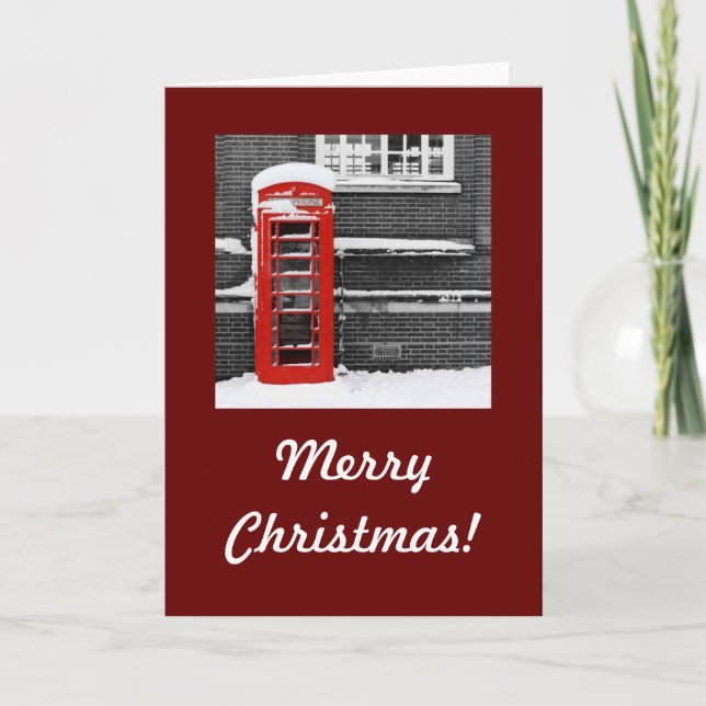 Red Phone Box Holiday Card (Front)