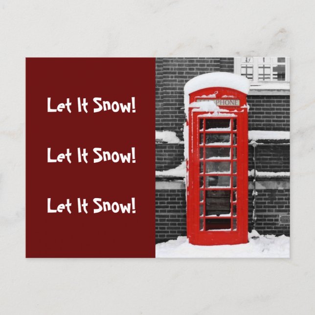 Red Phone Box Holiday Postcard (Front)