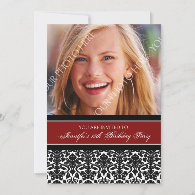 Red Photo 18th Birthday Party Invitations (Front)
