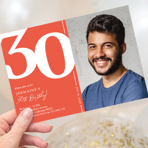 Red Photo 30th Birthday Invitation