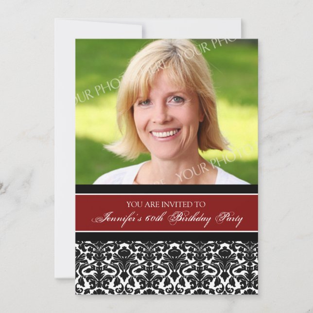 Red Photo 60th Birthday Party Invitations (Front)