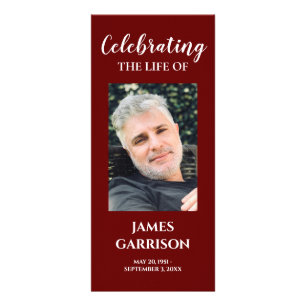 Red Photo Celebration of Life Memorial Program Rack Card