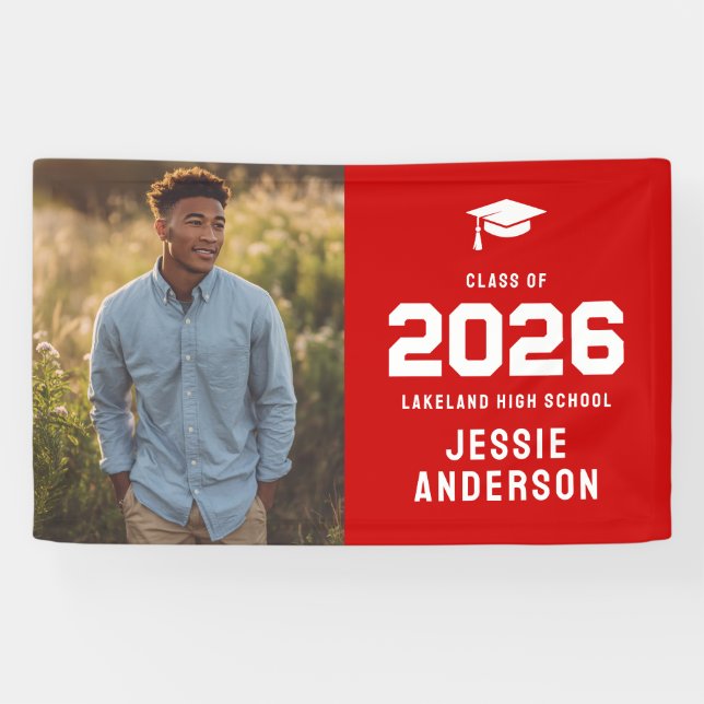 Red Photo Graduation 2026 Banner (Horizontal)