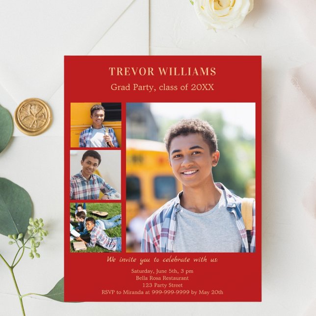 Red photo Graduation Party invitation (Creator Uploaded)