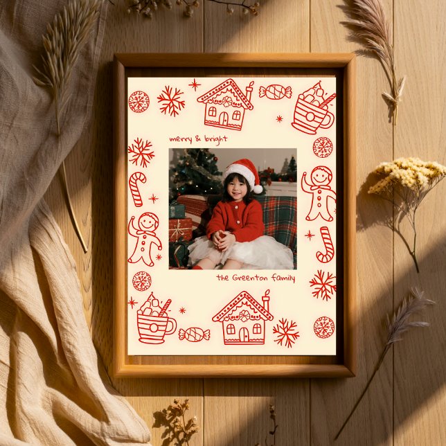 Red Photo Hand Drawn Doodle Whimsical Christmas  Poster (Creator Uploaded)
