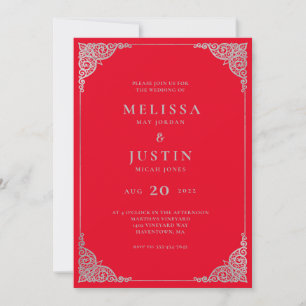 Red photo Modern Simplistic Wedding Invitation