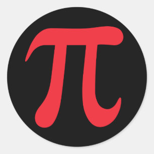 Red pi mathematical symbol on black stickers