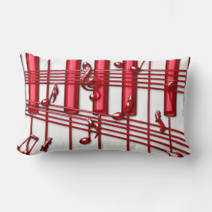 RED PIANO KEYBOARD LUMBAR CUSHION