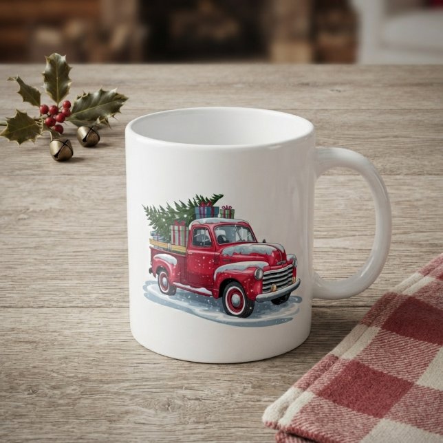 Red Pickup and Christmas Tree Coffee Mug (Creator Uploaded)