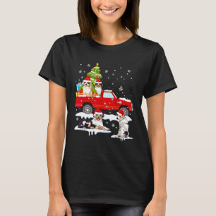 Red Pickup Truck Christmas Tree Australian Shepher T-Shirt