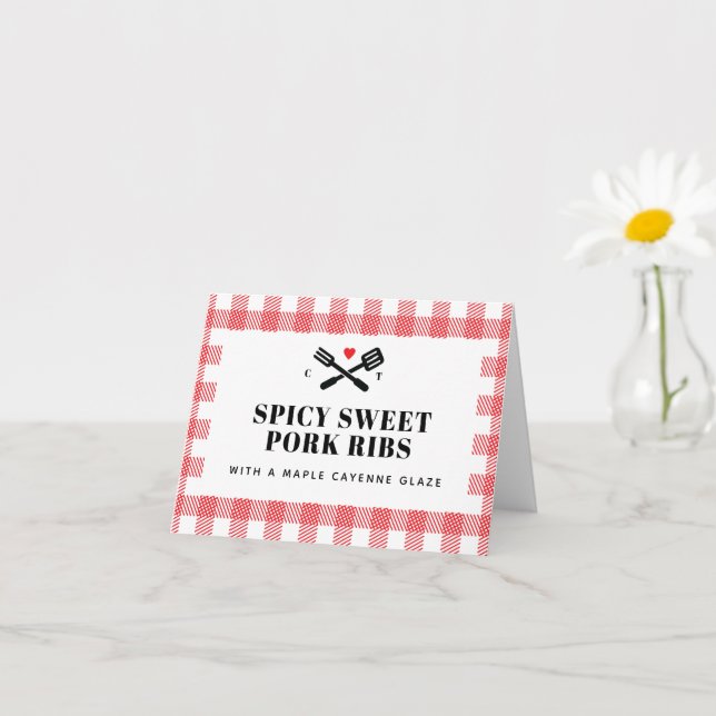 Red Picnic Plaid I Do BBQ Description Card (Small Plant)