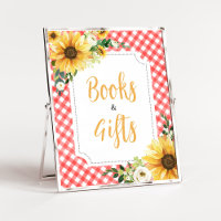 Red Picnic Sunflower Baby Shower Books and Gifts
