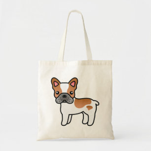 Red Piebald Cartoon French Bulldog Tote Bag