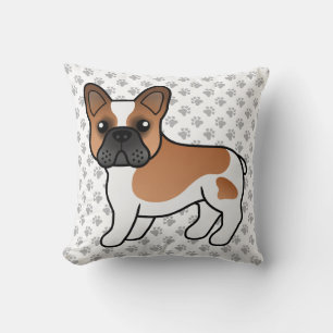 Red Piebald French Bulldog Cute Cartoon Dog Cushion