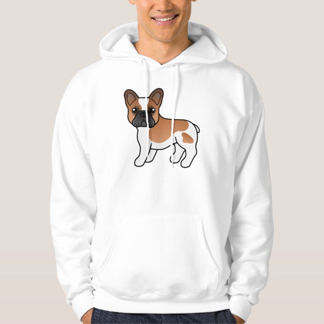 Red Piebald French Bulldog Cute Cartoon Dog Hoodie (Front)