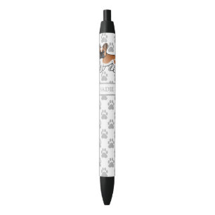 Red Piebald French Bulldog Cute Cartoon Dog & Name Black Ink Pen