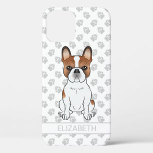 Red Piebald French Bulldog Cute Cartoon Dog & Name iPhone 12 Case
