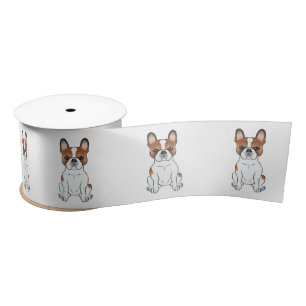 Red Piebald French Bulldog Cute Cartoon Dog Satin Ribbon