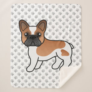 Red Piebald French Bulldog Cute Cartoon Dog Sherpa Blanket