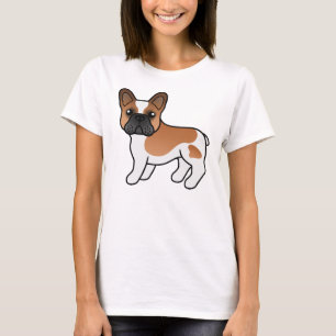 Red Piebald French Bulldog Cute Cartoon Dog T-Shirt