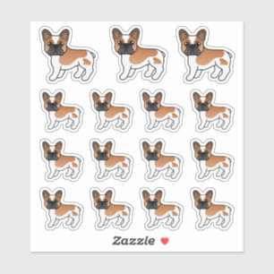 Red Piebald French Bulldog Cute Cartoon Dogs