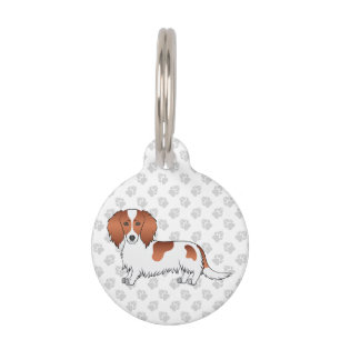 Red Piebald Long Hair Dachshund Cartoon Dog Pet Tag