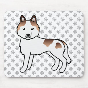 Red Piebald Siberian Husky Cute Cartoon Dog Mouse Pad