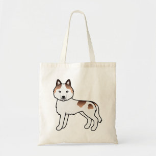 Red Piebald Siberian Husky Cute Cartoon Dog Tote Bag