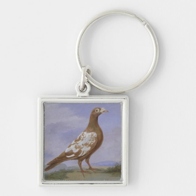 Red Pied Carrier Pigeon (oil on canvas) Key Ring (Front)
