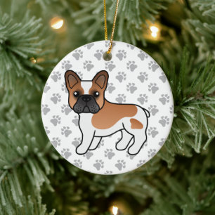 Red Pied French Bulldog Cute Cartoon Dog Ceramic Ornament