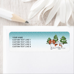Red Pied Long Hair Dachshund Dog - Winter Forest Return Address Label