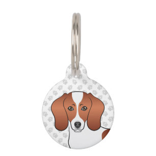 Red Pied Short Coat Dachshund Cartoon Dog Head Pet Tag