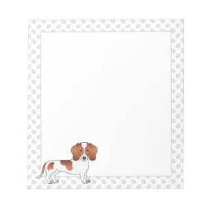 Red Pied Short Hair Dachshund Cartoon Dog & Paws Notepad