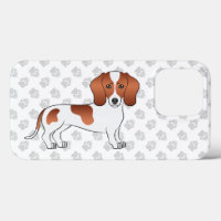 Red Pied Smooth Coat Dachshund Cartoon Dog & Paws