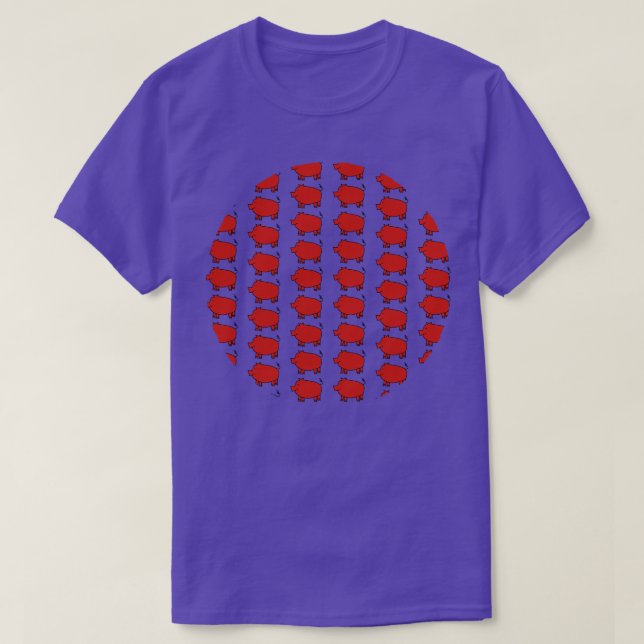 Red Pig Pattern T-Shirt (Design Front)