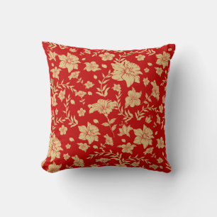 Red Pillow With Gold Accents