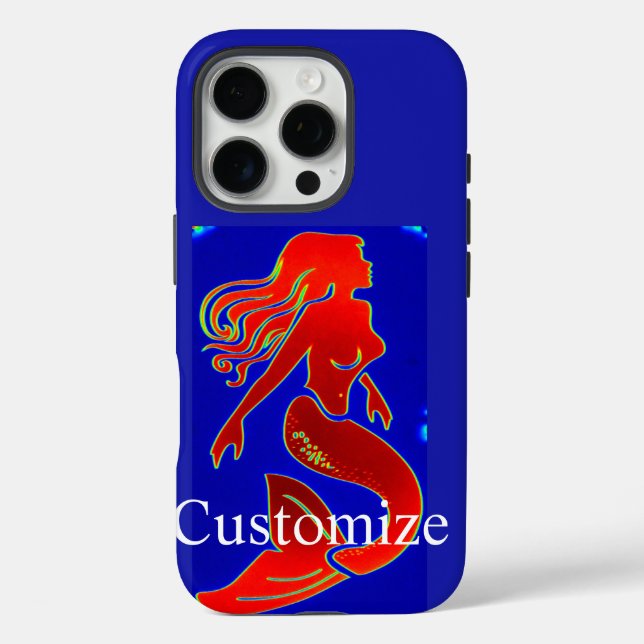 red pin-up mermaid blue Case-Mate iPhone case (Back)