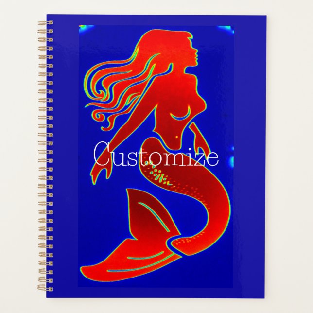 red pin-up mermaid blue planner (Front)