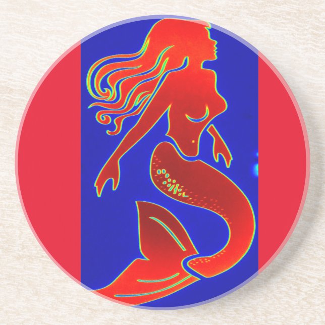 red pin-up mermaid coaster (Front)