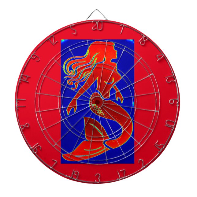 red pin-up mermaid dartboard (Front)