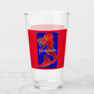 red pin-up mermaid glass
