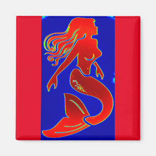 red pin-up mermaid magnet