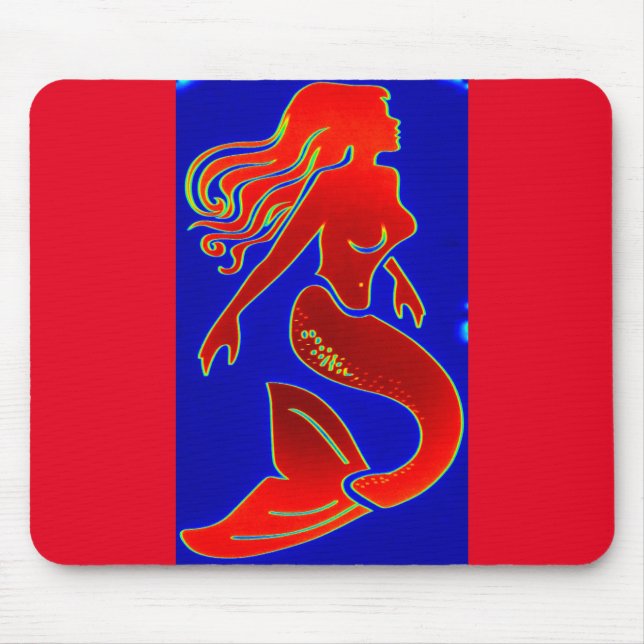 red pin-up mermaid mouse pad (Front)